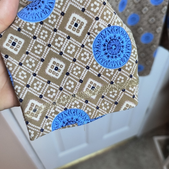 DIANE VON FURSTENBERG TAN BLUE 1 BUTTON JACKET TOP M Modest boho - Picture 3 of 7